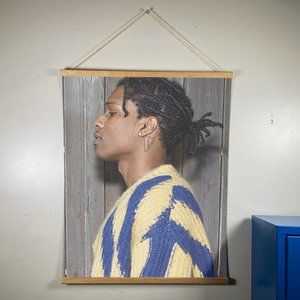 Asap Rocky Canvas Wood Gold Hanger Size 24”x17.5"